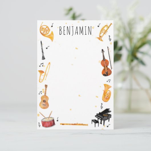 Instrument en Muziek Dank u Nota Briefpapier Bedankkaart (Staand voorkant)