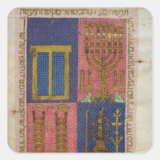 Instrumenten van de tempel vierkante sticker (Voorkant)