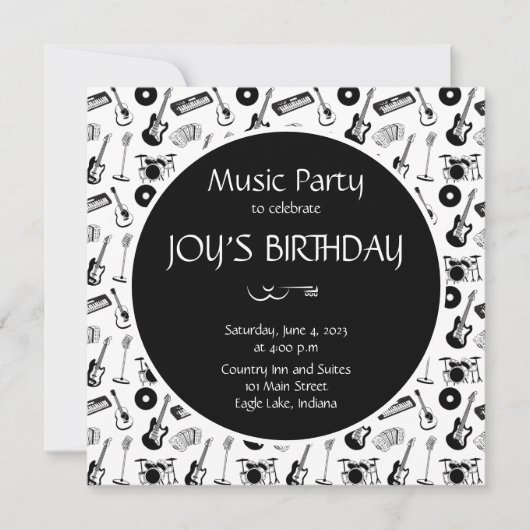 Instruments de musique Invitation d'anniversaire (Devant)