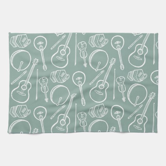 Instruments de musique irlandais Serviette de cuis (Horizontal)