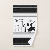Instruments de musique noir et blanc (Serviette à main)