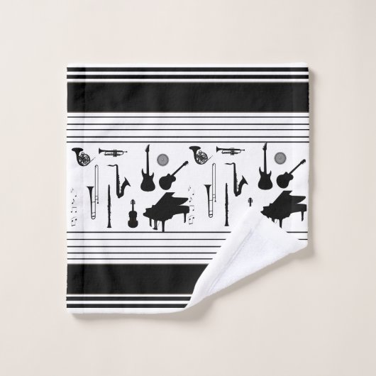 Instruments de musique noir et blanc (Gant de toilette)