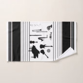 Instruments de musique noir et blanc (Serviette à main)