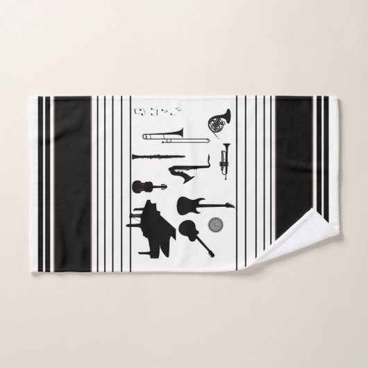Instruments de musique noir et blanc (Serviette à main)