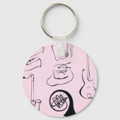 Instruments de musique sur porte-clés rose (Recto)