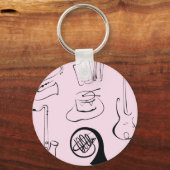 Instruments de musique sur porte-clés rose (Recto)
