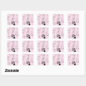 Instruments De Musique Sur Sticker Carré Rose (Feuille)