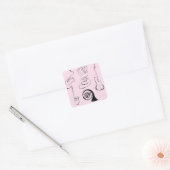 Instruments De Musique Sur Sticker Carré Rose (Enveloppe)