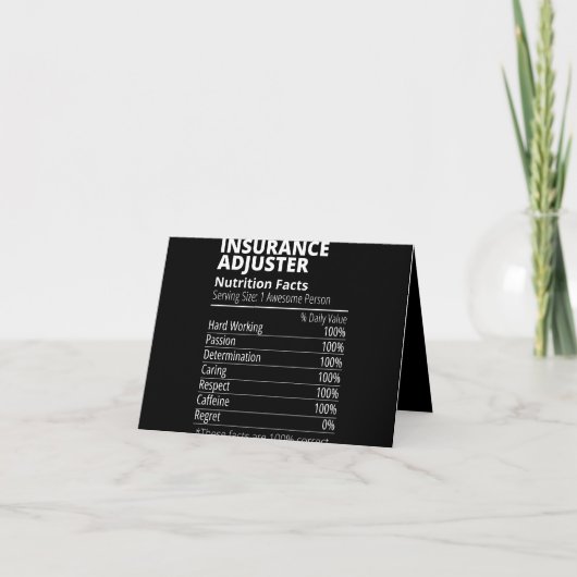 Insurance Adjuster Nutrition Facts Funny (Devant)