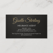 Insurance Agent Metallic Black Photo QR Code  Visitekaartje (Achterkant)