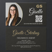 Insurance Agent Slate Stone Black Photo QR Code Visitekaartje