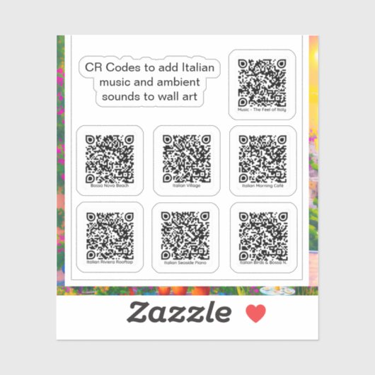 Intégrer musique et sons italiens Stickers QR Code (Feuille)