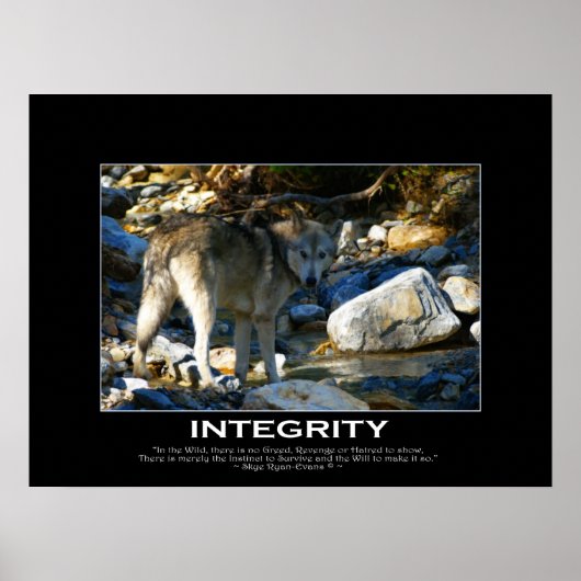 INTEGRITEIT Motivatie Grijze Wolf Art Print (Voorkant)