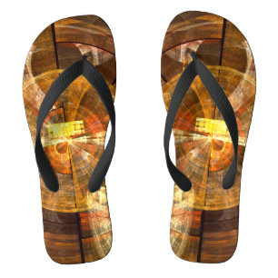 Integriteit Radiale Abstracte Kunst in Warme Goudt Teenslippers