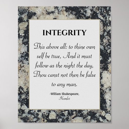 Integrity Shakespeare Quote Values Honor Granite Poster (Voorkant)