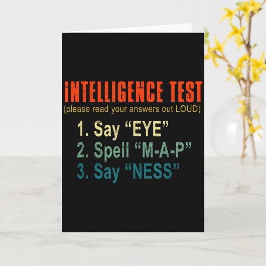 Intelligence Test Adult Humor Funny Sarcasm Graphi Kaart (Gele Bloem)