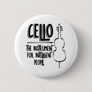 Intelligente cellist lijntekening ronde button 5,7 cm