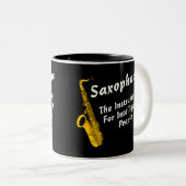 Intelligente saxofone tweekleurige koffiemok (Voorkant rechts)