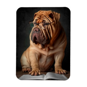 Intelligente Shar Pei hond met boekontwerp Magneet