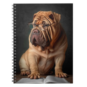 Intelligente Shar Pei hond met boekontwerp Notitieboek