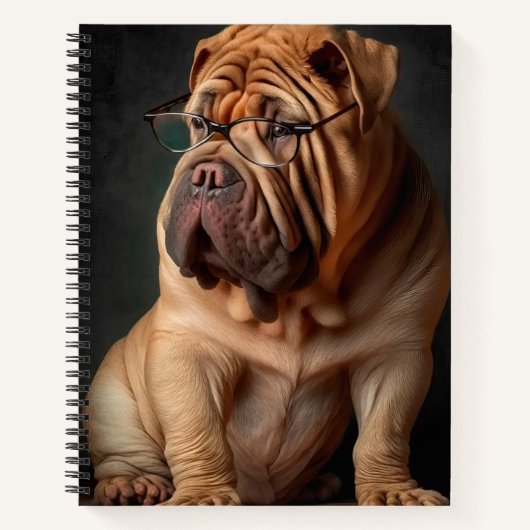 Intelligente Shar Pei hond met boekontwerp Notitieboek (Voorkant)