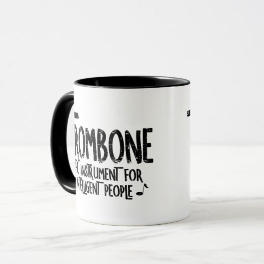 Intelligente trombone ruwe tekst mok (Voorkant links)