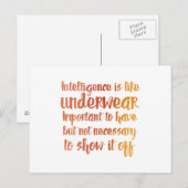 Intelligentie is als ondergoed briefkaart (Voorkant / Achterkant)