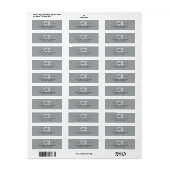 Intemporel - Argent gris Étiquette de adresse Mono (Feuille entière)