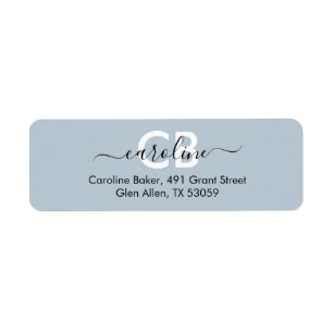 Intemporel - Blue Mist Monogram Étiquette de adres