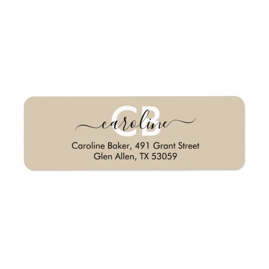 Intemporel - Crème Tan Monogram Étiquette de adres (Devant)