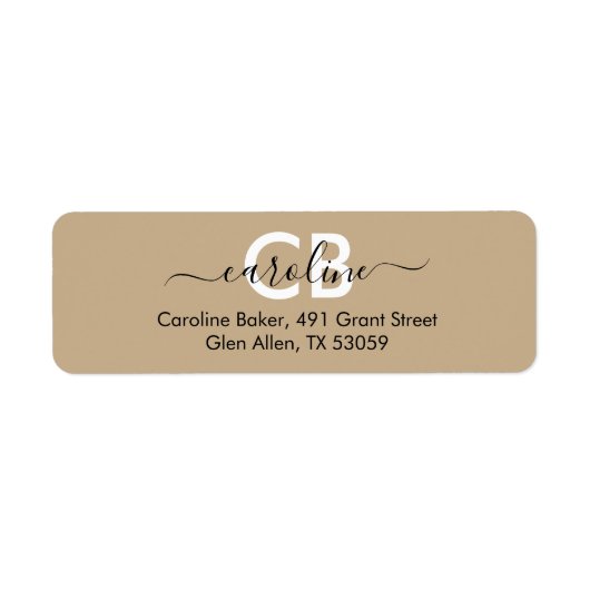 Intemporel - Sable Beige Monogram Étiquette de adr (Devant)