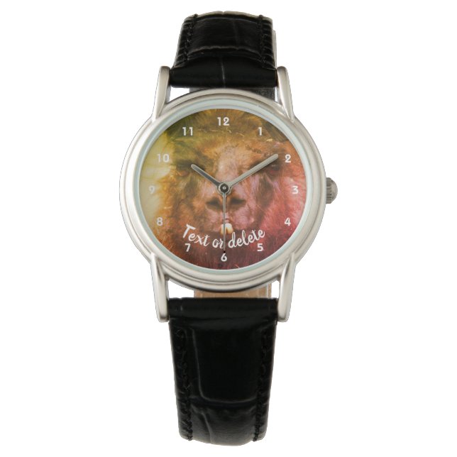 Intense Black Llama Face Sluiten Abstract Horloge (Voorkant)