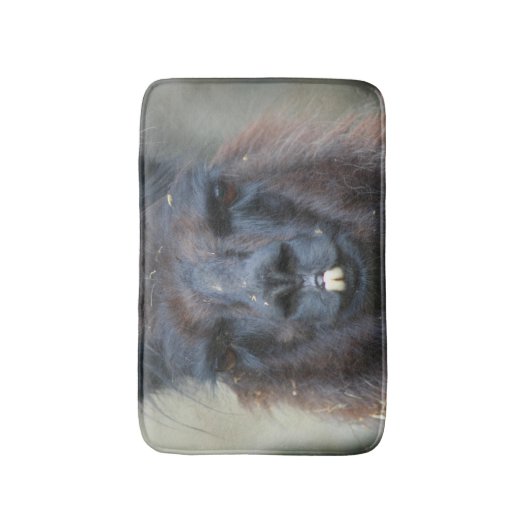 Intense Black Llama Face Sluiten Badmat (Voorkant Verticaal)