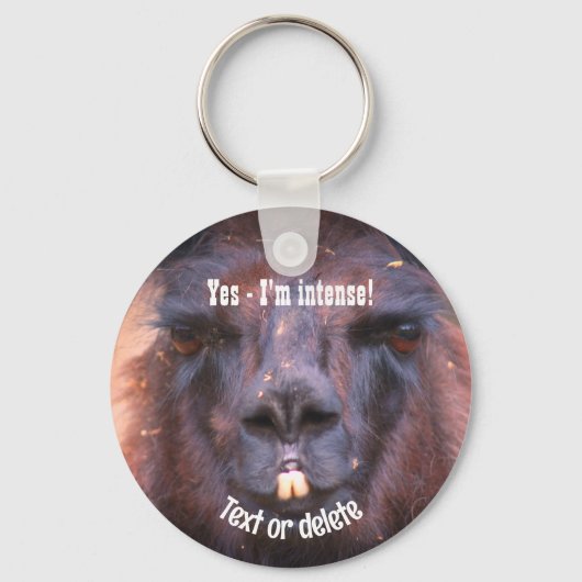 Intense Black Llama Funny Animal Personalized Sleutelhanger (Voorkant)