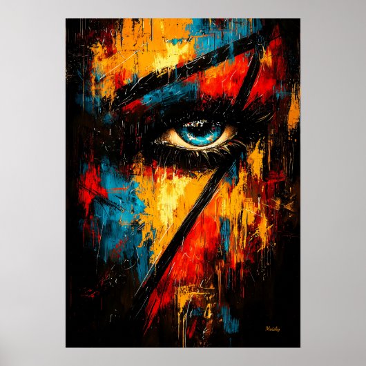 Intense blik Huidige expressionistische abstracte Poster (Voorkant)