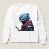 Intense Blue-Haired Swordsman in Snowy Setting Por (Motif verso)