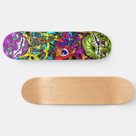 Intense Dag Glo Art Psycho Gekke Waanzinnige Graph Skateboard (Horizontaal)