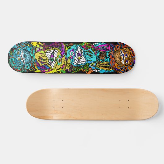Intense Day Glo Psycho Loco krankzinnige graphics Skateboard (Horizontaal)