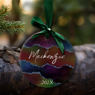 intense donkere agaat Moody Rainbow Jewel Tone Keramisch Ornament