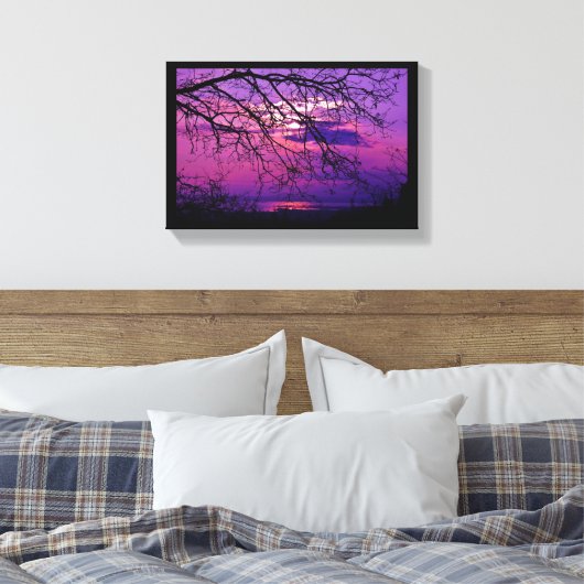 Intense en levendige - Paarse zonnelandschap Canvas Afdruk (Insitu (Slaapkamer))