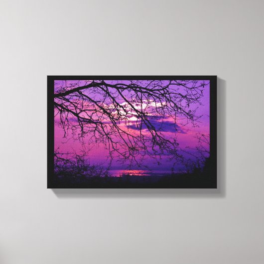 Intense en levendige - Paarse zonnelandschap Canvas Afdruk (Voorkant)