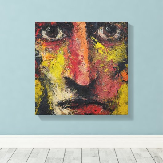 Intense Expressionist Face Canvas (Insitu (Houten vloer))