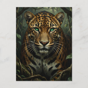 Intense groene ogen jaguar jungle briefkaart