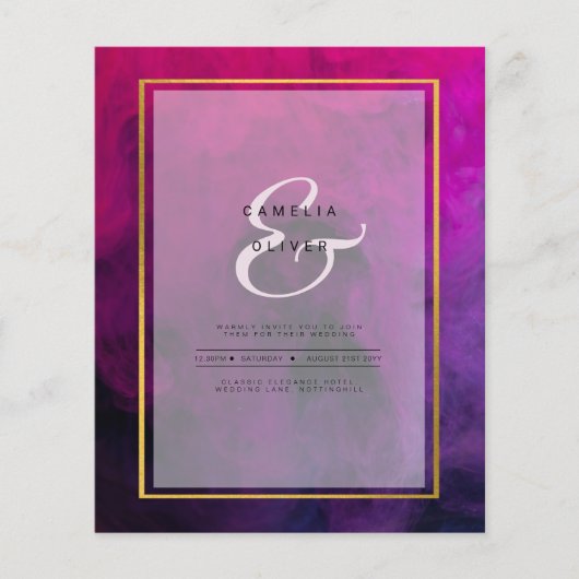 Intense Magenta Plum Paarse INK Wedding INVITE Flyer (Voorkant)
