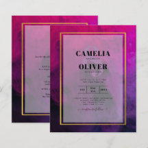 Intense Magenta Plum Paarse INKT Huwelijks UITNODI