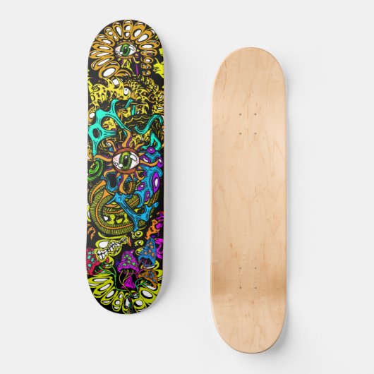 Intense Mushroom Oogbal Hallucinatie Graphics Skateboard (Voorkant)