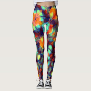 Intense oranje bloem in digitale gepolijste textuu leggings