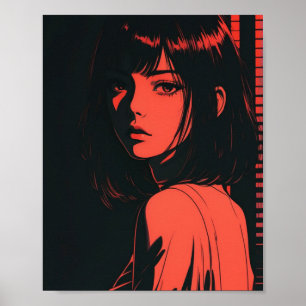 Intense rode anime meisje poster