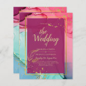 Intense ROZE Turquoise GOUD TROUWEN Alcohol Ink (Voorkant / Achterkant)