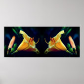 Intense Yellow Lily Flower Mirror Abstract Poster (Voorkant)
